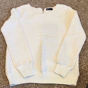 GAP Textured White Crew Neck Sweatshirt